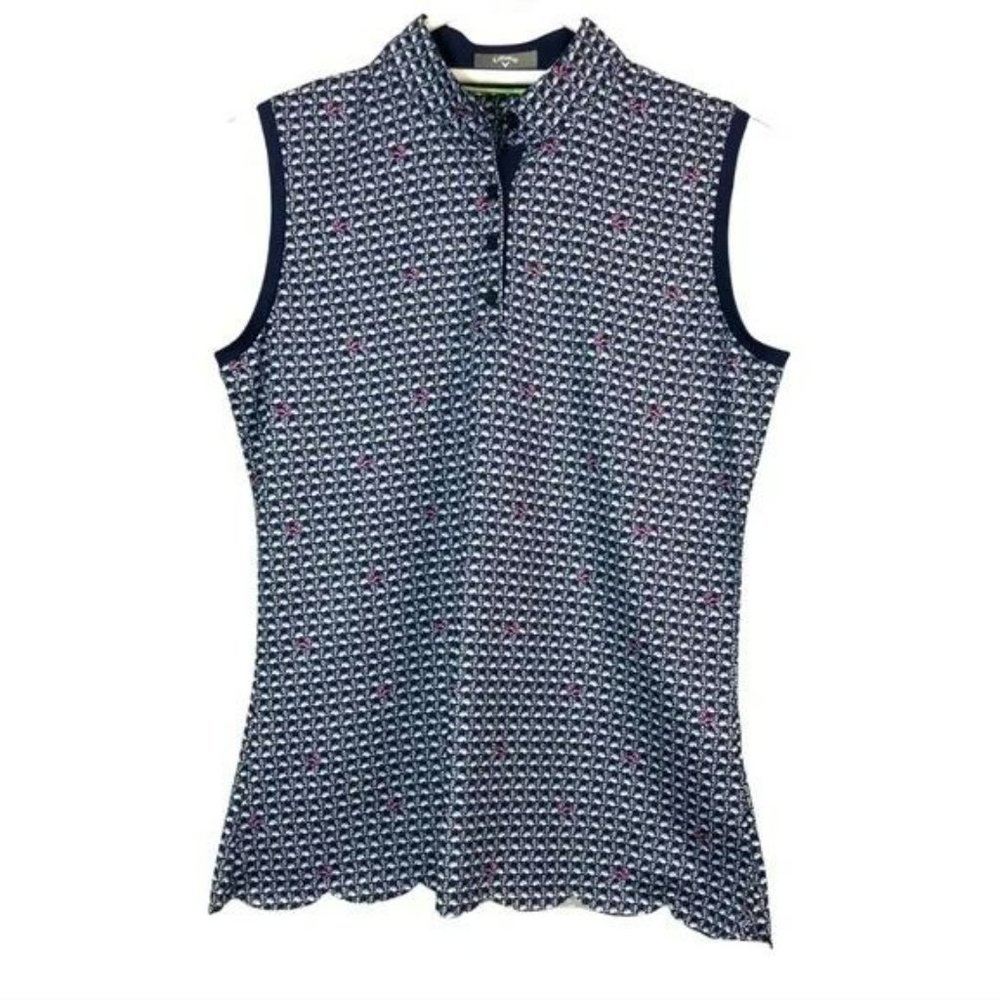 Callaway Ladies Flamingo Sleeveless Polo Shirt Medium